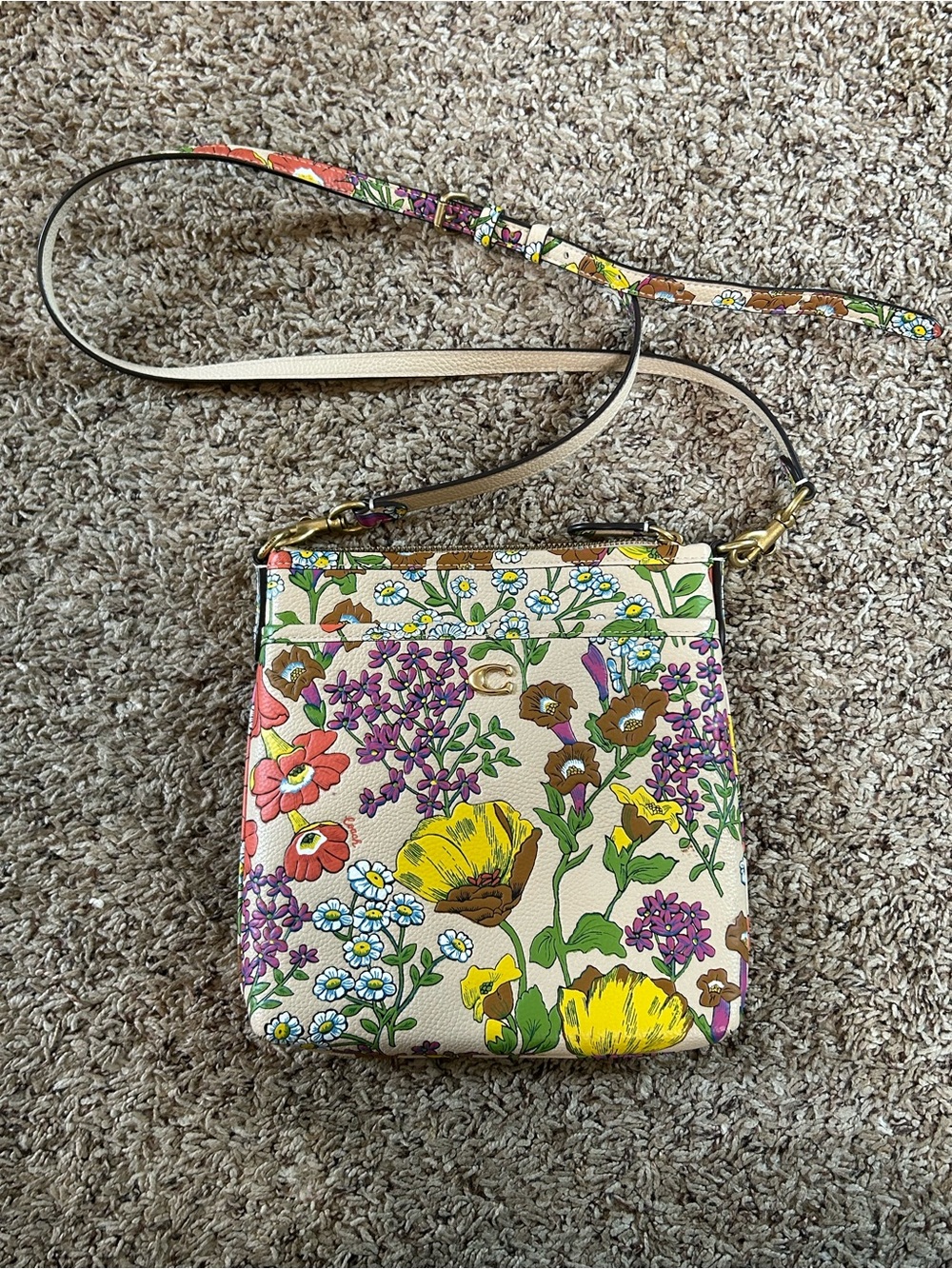 Coach Studio Kitt hipster crossbody in Garden Floral ivory embossed leather